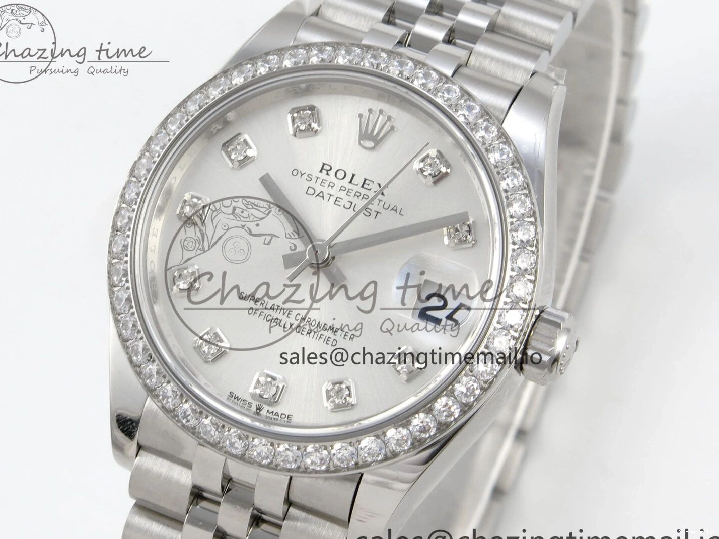 0404 Lightweight DateJust 31 278384RBR THBF 1:1 Best Edition 904L Steel Silver Diamonds Dial Diamonds Bezel on SS Oyster Bracelet HZ Cal. 22